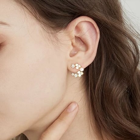 Flower pearl earrings 【R0367】