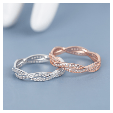 Bright stone cross line ring 【R0199】