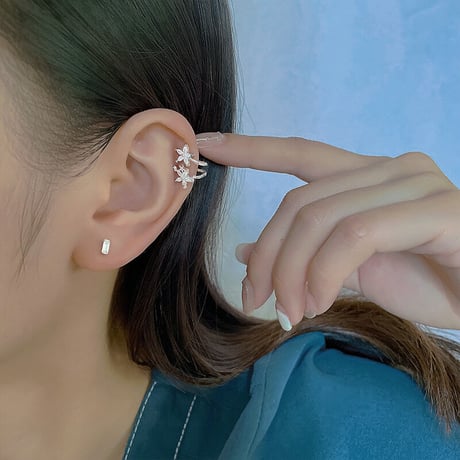 petit twin flower ear cuff【R0157】