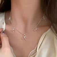 Silver ribbon necklace【R0437】