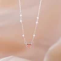 Pink heart pearl necklace【R0434】
