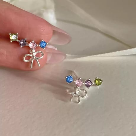 Ribbon colorful stone pierce【R0528】