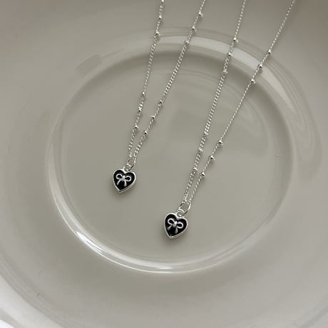 Ribbon heart necklace【R0374】