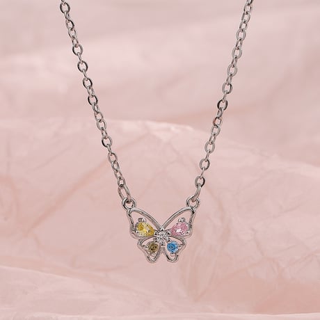 Colorful stone butterfly necklace【R0349】