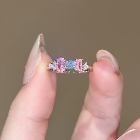 Pink blue mix stone ring【R0511】