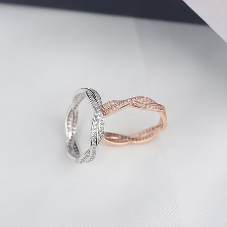 Bright stone cross line ring 【R0199】