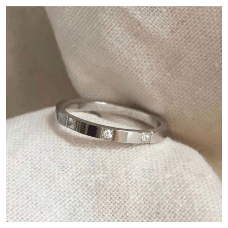Bright cut stone ring【R0174】