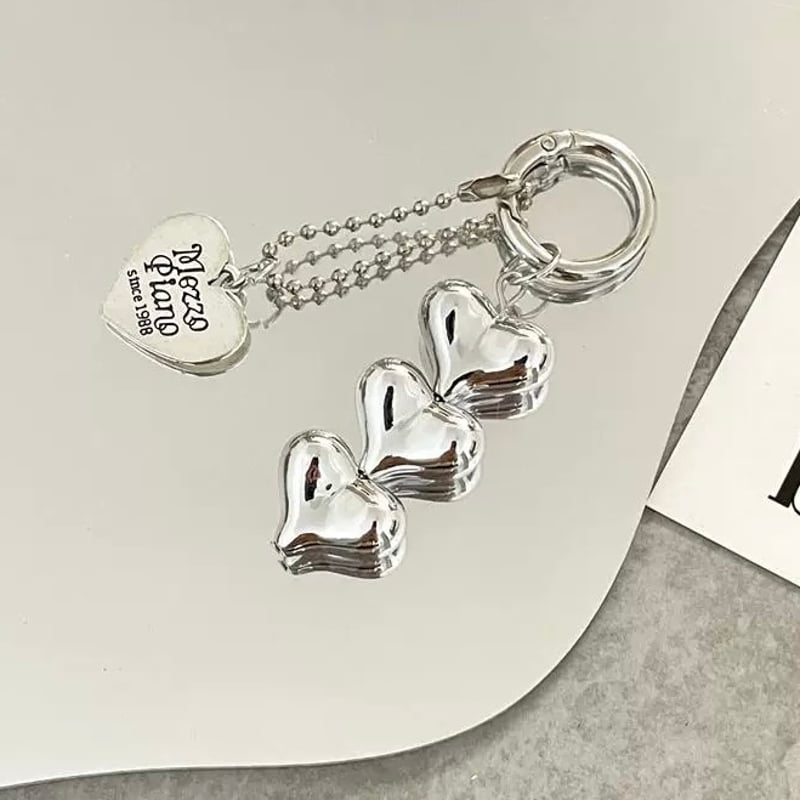 3連シルバーハートチャーム【S0121】 | MOA