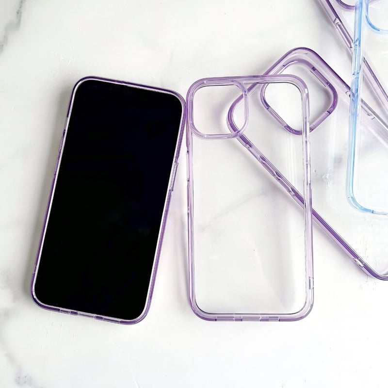 パープルクリアアウトラインスマホケース【C0305】 | MOA