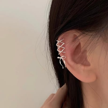 Tied ribbon ear cuff【R0543】