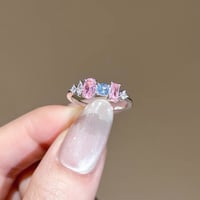Pink blue mix stone ring【R0511】