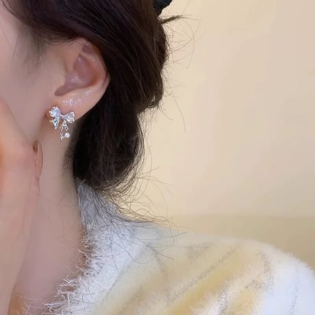 Ribbon charm pierce【R0429】