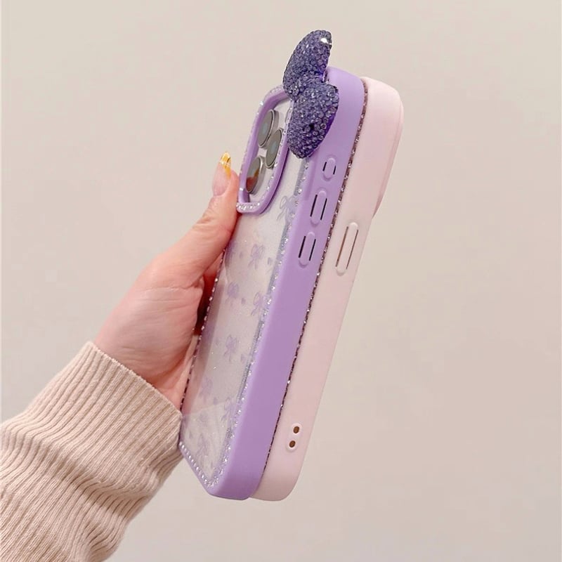 名入れ♡キラキラユニコーン✨リボンチャーム✨ブルーパープル系♡iPhoneケース リボンビジューキラキラケース【C0465】 | MOA