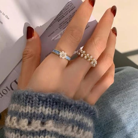 Pearl×flower ring【 R0322】