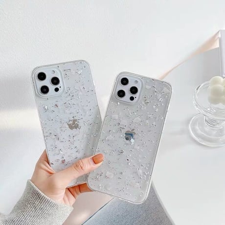 シルバーグリッター♡スマホケース【C0077】