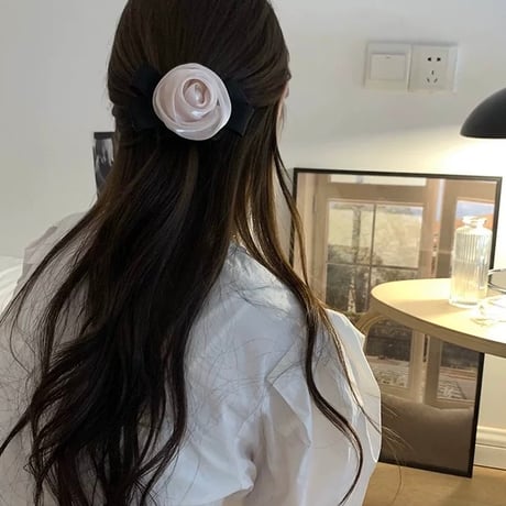 Rose black ribbon hair band【R0449】