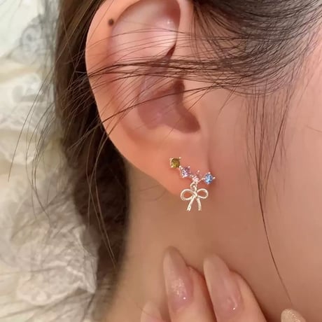 Ribbon colorful stone pierce【R0528】