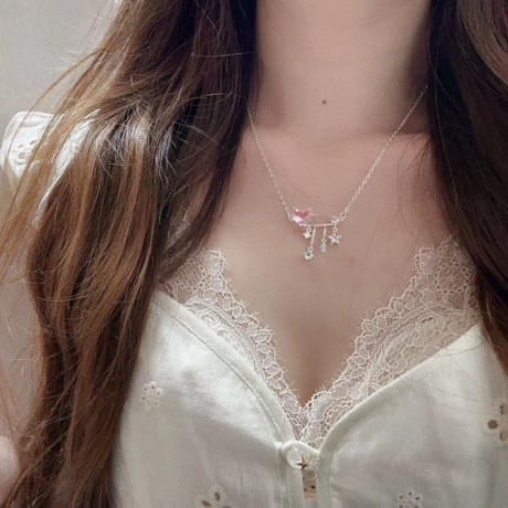 Heart pin charm necklace【R0506】