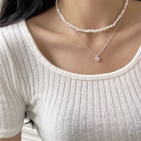 Plump heart necklace【R0339】
