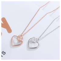 Double shell heart necklace【R0178】