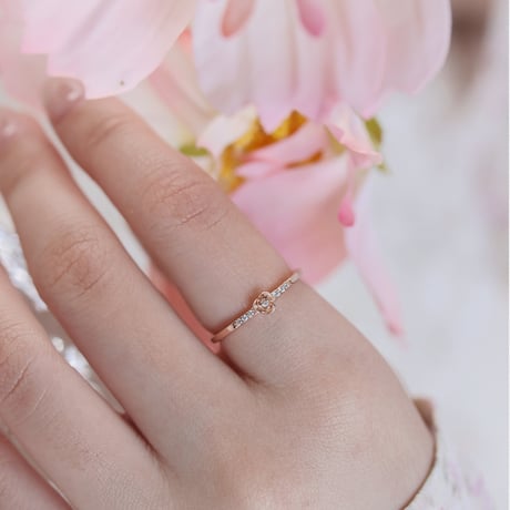 Bright stone & flower ring【R0382】