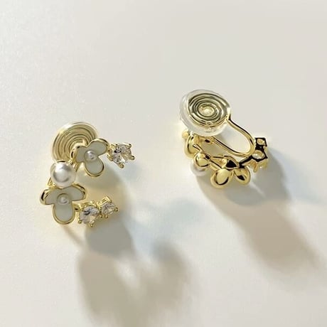 Flower pearl earrings 【R0367】