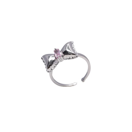 Ribbon pink stone ring【R0408】