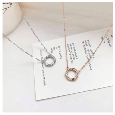 Twist circle necklace【R0078】