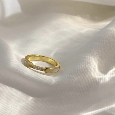 Shell bright stone ring【R0163】