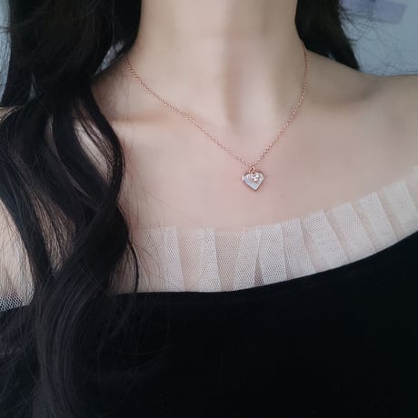 Double shell heart necklace【R0178】