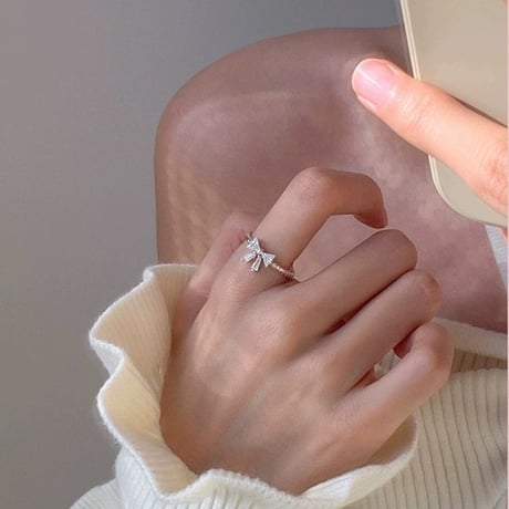 Ribbon bright stone ring【R0378】