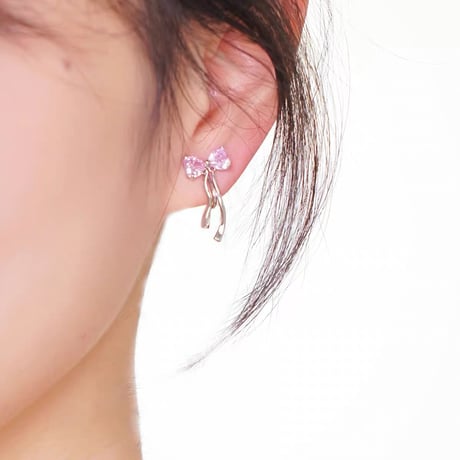 Pink ribbon pierce【R0520】