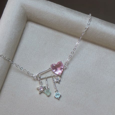 Heart pin charm necklace【R0506】