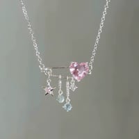 Heart pin charm necklace【R0506】