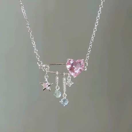 Heart pin charm necklace【R0506】
