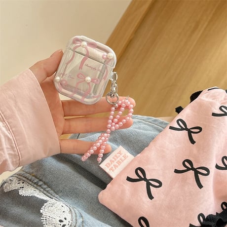 Ribbon pearl airpodsケース【P0072】