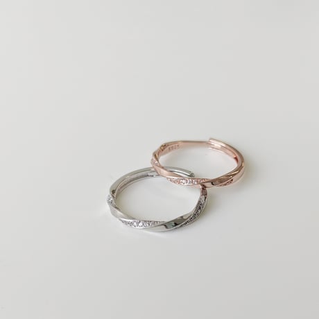 Twist line stone ring【R0341】