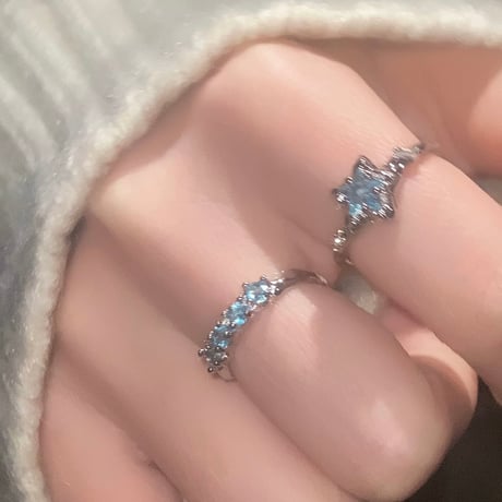 Blue star & line stone ring【R0488】