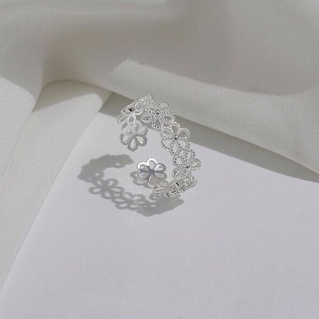 Flower tiara silver ring【R0186】