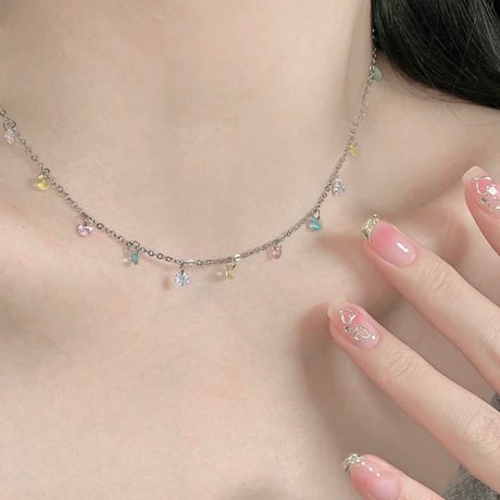 Color stone necklace【R0436】
