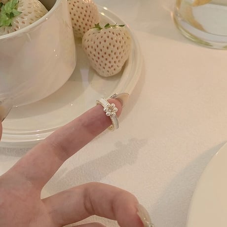 Pearl×flower ring【 R0322】