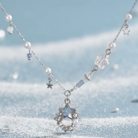 Star pearl charm necklace【R0501】