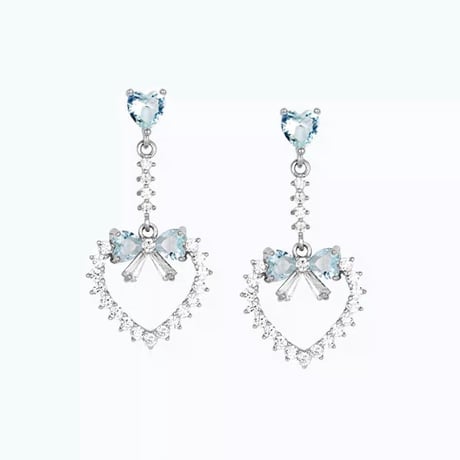 Ribbon heart clear pierce【R0491】
