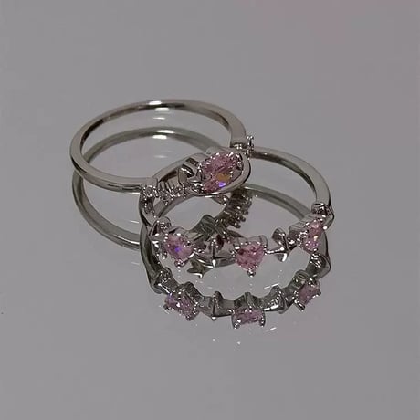 Heart pink stone ring【R0509】
