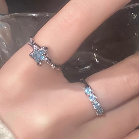 Blue star & line stone ring【R0488】