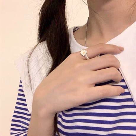 Daisy &pearl ring 【R0172】