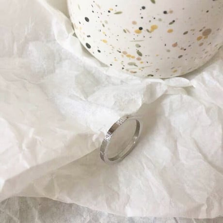 Bright cut stone ring【R0174】