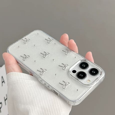 シルバーリボンドットケース【C0417】