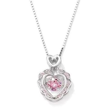 Double heart pink necklace【R0442】