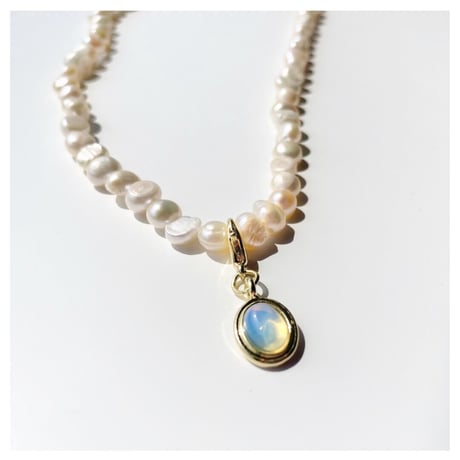 Pearl chain stone pendant【R0065】